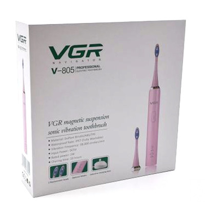 Електрична зубна щітка VGR V 805 ультразвукова USB електрощітка на акумуляторі пульсуюча
