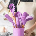 Набор кухонных принадлежностей Kitchen & dining лопатки силикон с подставкой кухонная утварь 12шт фиолетовые