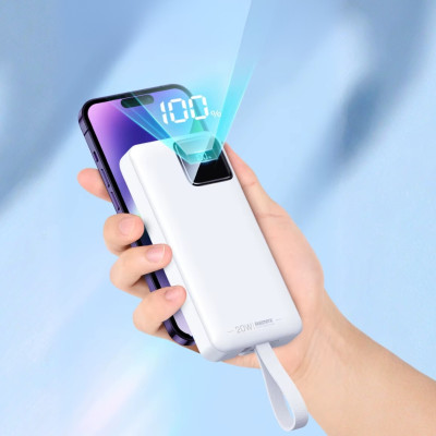 Повербанк 30000 mAh з дисплеєм та ліхтариком Зовнішній акумулятор Remax RPP-550 зарядний 22.5W USB Type-C Lightning для телефону