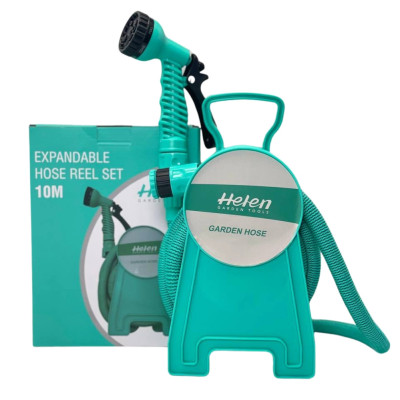 Садовий шланг 10м розтягувальний Helen Garden Tools з котушкою і розпилювачем з 7 режимами шланг поливальний