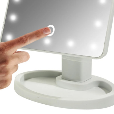 Косметичне дзеркало для макіяжу настільне з підсвічуванням LED Mirror сенсорне White 22 світлодіода