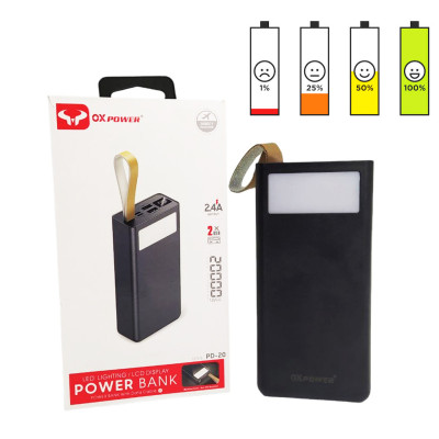 Повербанк 20000 mAh Power bank QX PD 20 зовнішній акумулятор зарядний пристрій для телефону з ліхтариком