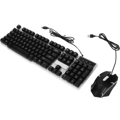 Дротова клавіатура з мишкою LED Keyboard Mouse KM 5003 Ігровий набір з підсвічуванням для комп'ютера