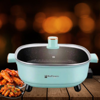 Електрокаструля з кришкою 6 л Hoffmans Electronics HM-3030 Каструля з антипригарним покриттям від мережі Блакитна