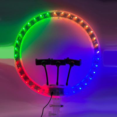 Кільцева лампа світлодіодна 3D RGB 45 см кольорова двостороння LED Селфі кільце для фото блогерів