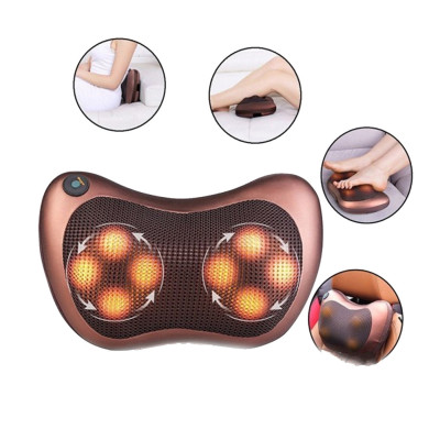 Массажная подушка для шеи и спины 8 шариков Massage pillow Роликовый массажер подушка для тела с ик подогревом