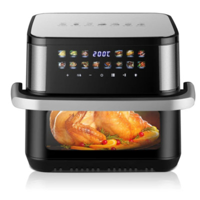 Безмасляна аерофритюрниця з 2 тенами Hoffmans HM-792 сенсорна мультипіч 2400W на 15л з таймером та знімною чашею