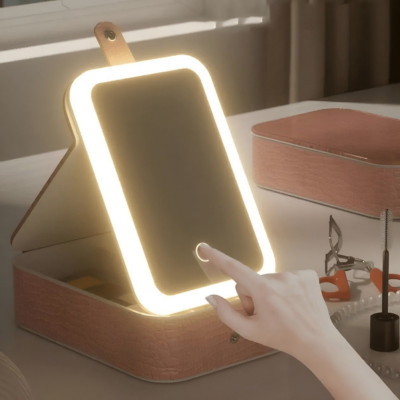 Косметичка дорожня з LED дзеркалом Валіза органайзер для косметики з дзеркалом та підсвічуванням для зберігання