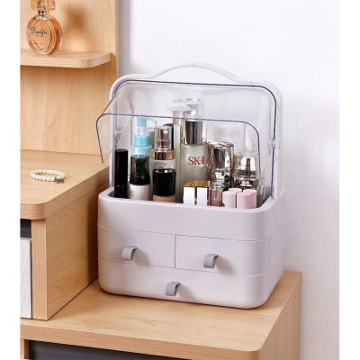 Органайзер для косметики Пилезахисний Водонепроникний Cosmetic Storage Box LD 288 Двох'ярусний бокс Сірий