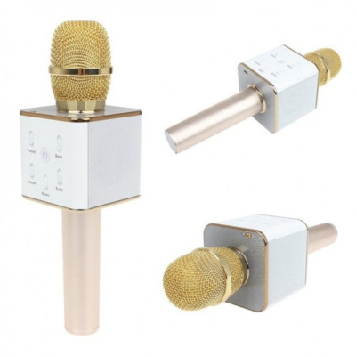 Мікрофон караоке для дітей бездротовий Q7 Рожевий Rose USB Bluetooth з чохлом Іграшка мікрофон з динаміком