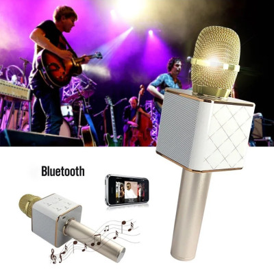 Мікрофон караоке дитячий бездротовий Q7 Чорний Black USB Bluetooth з чохлом Іграшка мікрофон з динаміком