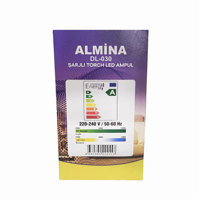 Акумуляторна лампа Almina з цоколем DL 030 Аварійна лампочка 30W світлодіодна