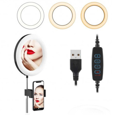 Кільцева лампа Ra95 з дзеркалом та USB Набір блогера 26 см світлодіодне селфі кільце зі штативом 2 м