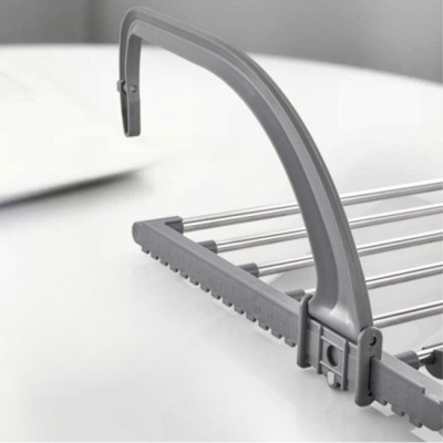 Розсувна сушарка для білизни на балкон вікно Folding Clothes Hanger Портативна подвійна сушка для одягу на батарею