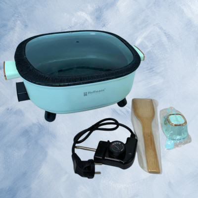 Електрокаструля з кришкою 6 л Hoffmans Electronics HM-3030 Каструля з антипригарним покриттям від мережі Блакитна