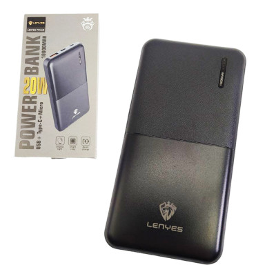 Power bank 10000 mAh LENYES зовнішній акумулятор універсальний зарядний пристрій повербанк тайп сі та юсб