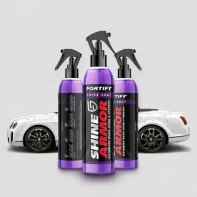 Поліроль проти подряпин для кузова авто Shine Armor спрей для блиску та захисту з мікрофіброю