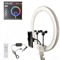 Кольцевая лампа светодиодная 3D RGB 45 см цветная двухсторонняя LED Селфи кольцо для фото блогеров от usb