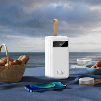 Повербанк RPP-266 швидка зарядка 80000 mAh портативна зарядка power bank для телефону з ліхтариком