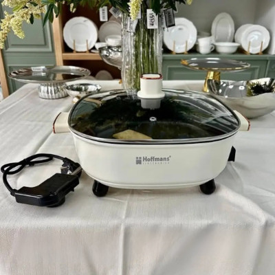Каструля з антипригарним покриттям від мережі Hoffmans Electronics HM-3030 Електрокаструля з кришкою 6 л Бежева