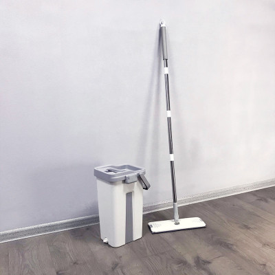 Комплект швабра з відром із 5 насадками Біла Scratch Easy Mop з автоматичним віджимом