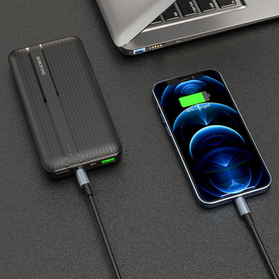 Power bank 10000 mAh BOROFONE чорний портативний зовнішній акумулятор зарядний пристрій повербанк usb Type-C