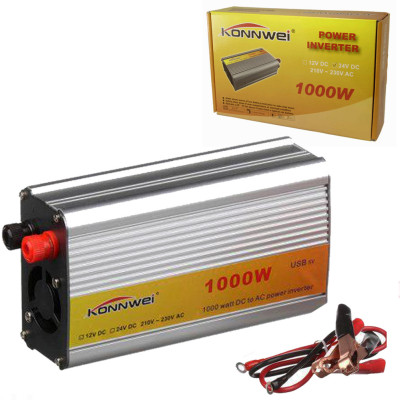 Перетворювач напруги KONNWEI 1000W інвертор від акумулятора автомобільний 24V-220V