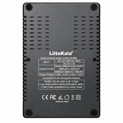 Зарядний пристрій LiitoKala Lii-PD4 для акумуляторів Li Ion Ni MH Ni Cd LiFePO4 дисплей LCD 4 канали