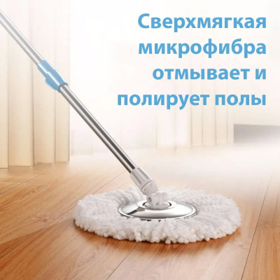 Швабра с ведром Spin Mop с автоматическим отжимом и полосканием турбо швабра лентяйка с центрифугой