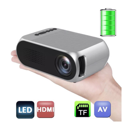 Портативний міні проектор Projector LED YG320 Mini сірий з динаміком для дому лед проектор кишеньковий домашній