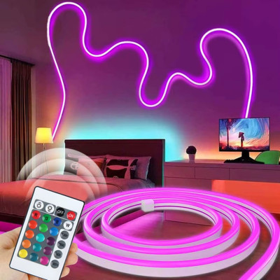 Гнучкий неон RGB 3 м Світлодіодна LED стрічка із синхронізацією музики Розумна неонова стрічка