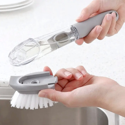 Щетка с дозатором для мытья посуды Automatic Decontamination Wok Brush с насадками многофункциональная