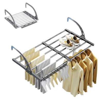 Розсувна сушарка для білизни на балкон вікно Folding Clothes Hanger Портативна подвійна сушка для одягу на батарею