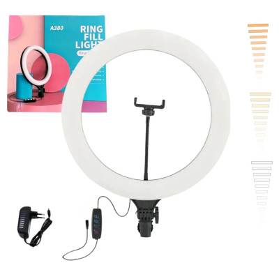 Світлодіодна кільцева лампа 39 см А380 Ring Fill Light LED селфі лампа для фото відео блогерів візажистів Світлодіодна кільцева лампа 39 см А380 Ring Fill Light LED селфі лампа для фото відео блогерів візажистів