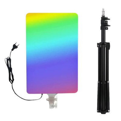Прямокутна світлодіодна RGB лампа PM-48 зі штативом 2м та пультом кольорове відеосвітло 44х29cм для зйомок