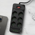 Подовжувач з вимикачем на 6 розеток 4 USB 1 Type-C Мережевий фільтр подовжувач 3м