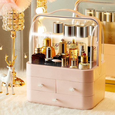 Органайзер для косметики Пилезахисний Водонепроникний Cosmetic Storage Box LD 288 Двох'ярусний бокс Рожевий