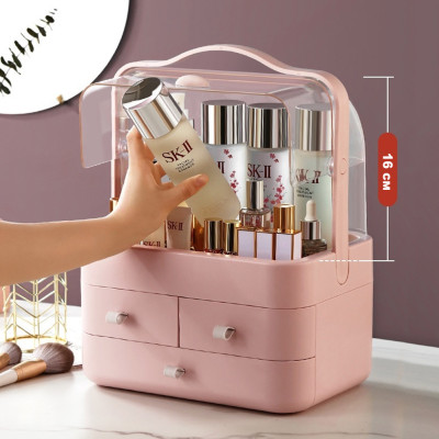 Органайзер для косметики Пилезахисний Водонепроникний Cosmetic Storage Box LD 288 Двох'ярусний бокс Рожевий