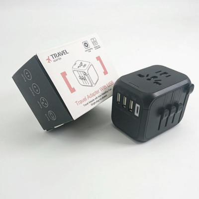 Універсальний мережевий USB адаптер для подорожей та дому Travel Adapter перехідник для розеток Чорний