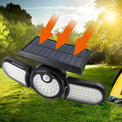 Вуличний ліхтар на сонячній батареї Solar induction SH 1206А з датчиком руху потрійний індукційний 112 LED