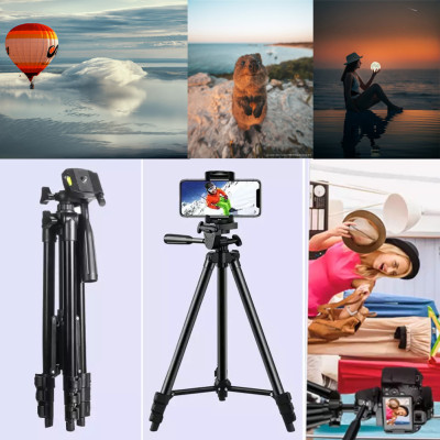 Штатив тринога для камери Tripod 3120A з кріпленням для телефону 102 см алюмінієвий з вбудованим рівнем