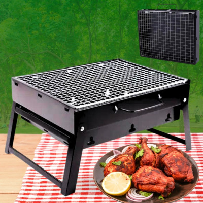 Переносний мангал чемодан складний BBQ портативний барбекю гриль з решіткою для пікніка