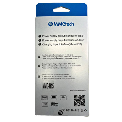 Повербанк Power Bank MMCtech 15000 mAh Зовнішній акумулятор з дисплеєм Чорний