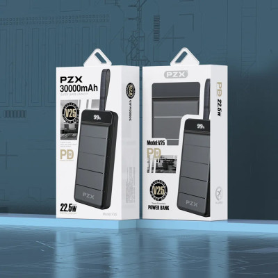 Повербанк 30000 mAh power bank PZX V25 швидка зарядка для телефону USB Type-C micro USB Lightning