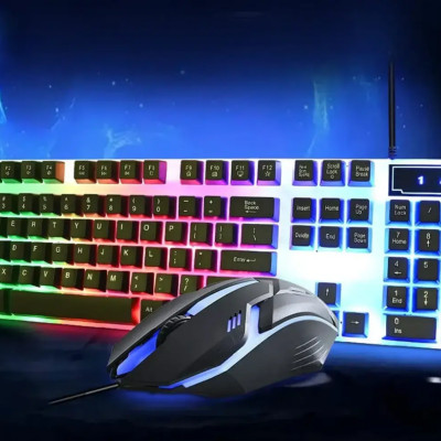 Дротова клавіатура з мишкою LED Keyboard Mouse KM 5003 Ігровий набір з підсвічуванням для комп'ютера