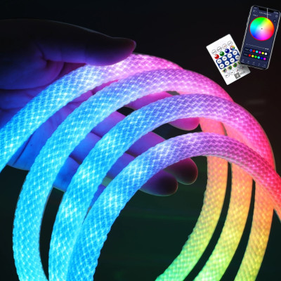 Неон гнучкий 5 м Розумна неонова LED стрічка луската з пультом у вигляді каната