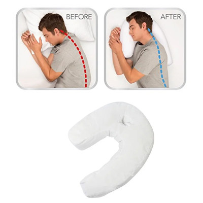 Подушка ортопедична на одну сторону Side Sleeper Pro White Подушки підкови для шиї і для сну на боці