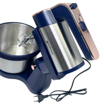 Кухонний міксер з обертовою чашею 4.5л Hoffmans HM-6631 ручний на підставці 5 режимів 1600W Синій