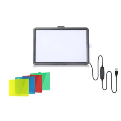Світлодіодна лампа прямокутна LED Ring Fill Light 19х12.5см відеосвітло з кольоровими фільтрами для фото відео