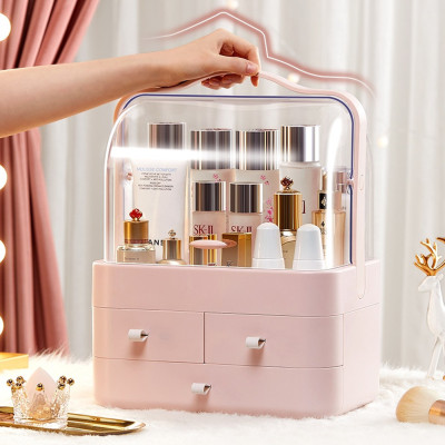 Органайзер для косметики Пилезахисний Водонепроникний Cosmetic Storage Box LD 288 Двох'ярусний бокс Рожевий